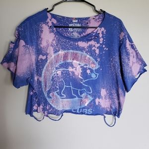 Chicago Cubs Destructed Crop Tee